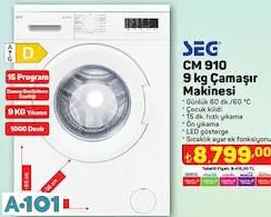 SEG 9 KG ÇAMAŞIR MAKİNESİ SEG 9 KG ÇAMAŞIR MAKİNESİ